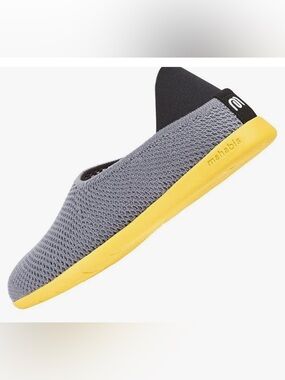 mahabis Grey Knit Slip-On with Yellow Sole